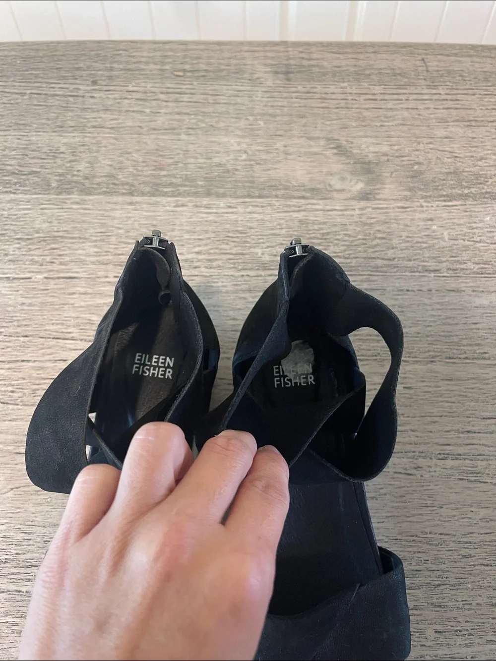 Eileen Fisher 'Viv' Nubuck Wedge Sandals Size 7